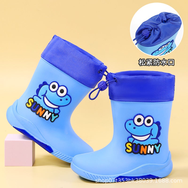 New Children'S Rain Shoes Boys Dinosaur Baby Rain Boots Primary School Students Cotton Warm Rubber Shoes Water Shoes Children'S Shoes - Image 1